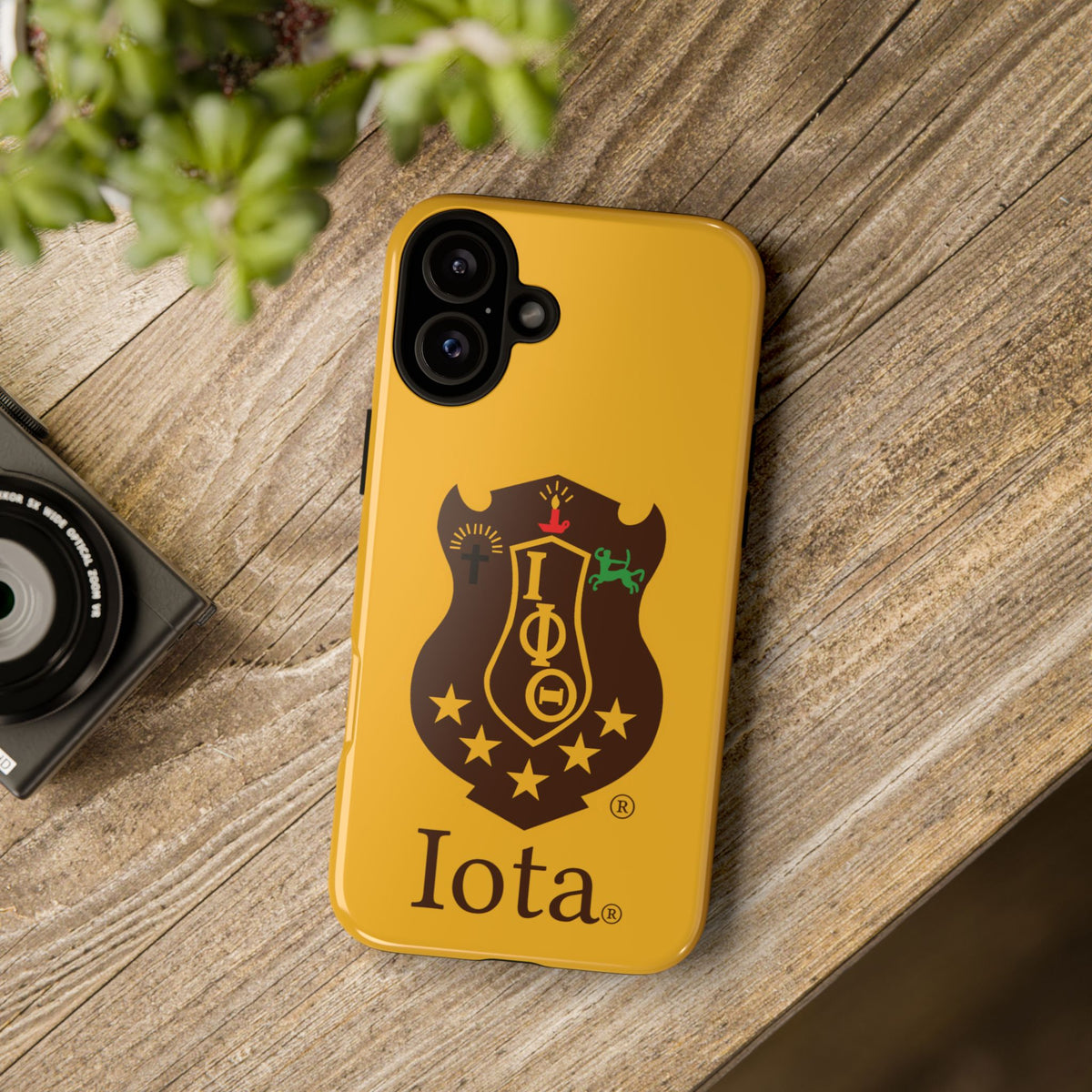 Iota Sorority Shield Phone Case — Greek Letter Tough Case (Yellow)