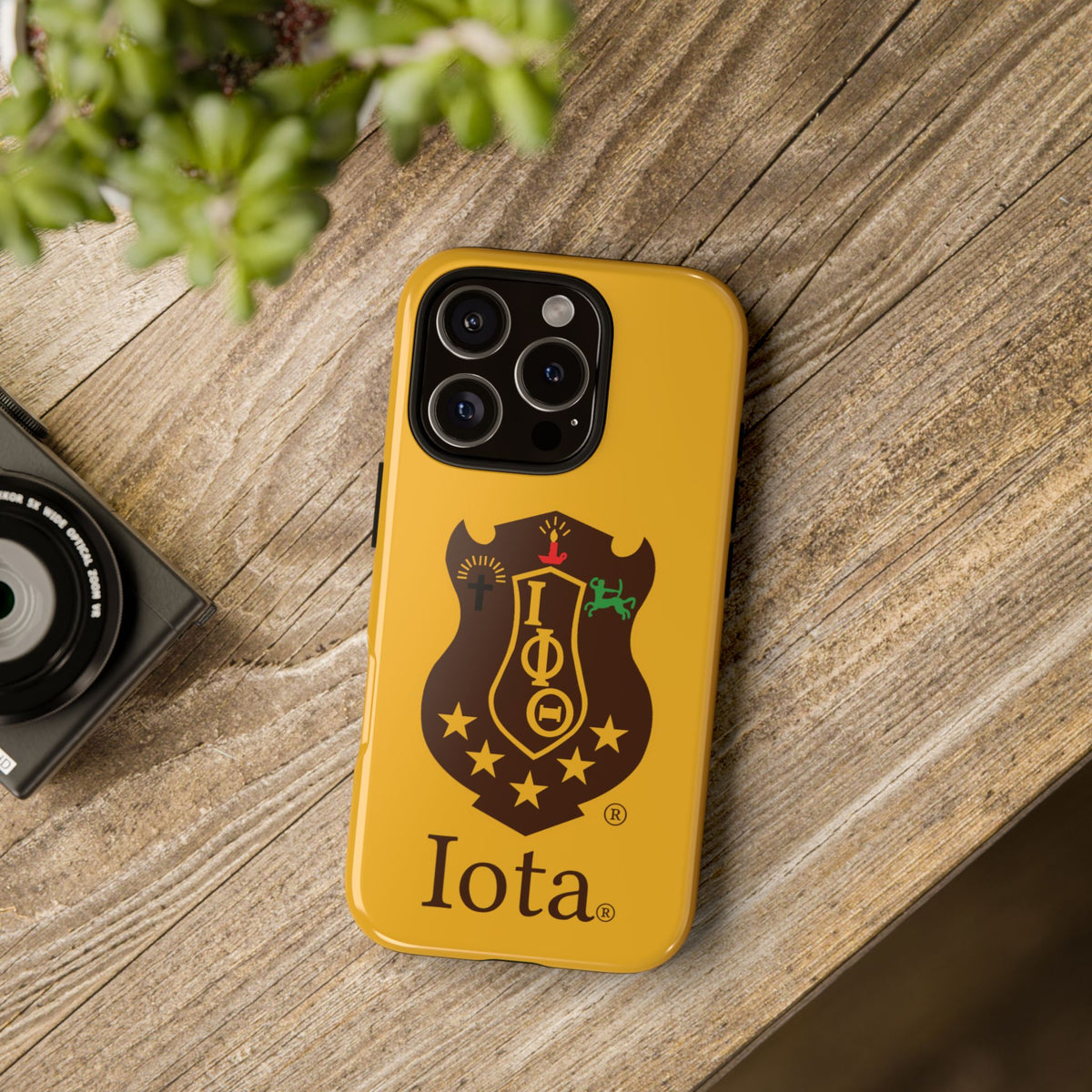 Iota Sorority Shield Phone Case — Greek Letter Tough Case (Yellow)