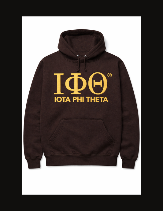 Iota Phi Theta® Hoodie – Classic IΦΘ Greek Letter Fraternity Hoodie | Brown & Gold Iota Phi Theta Apparel