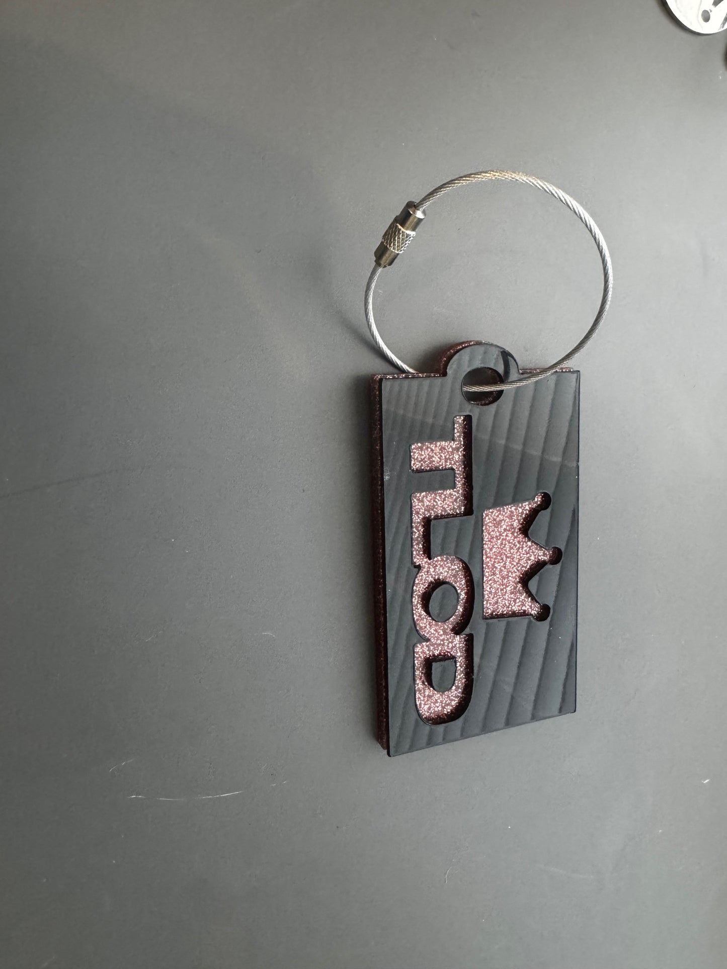 TLOD Keychain & Luggage Tag – Custom Glitter Acrylic Gift