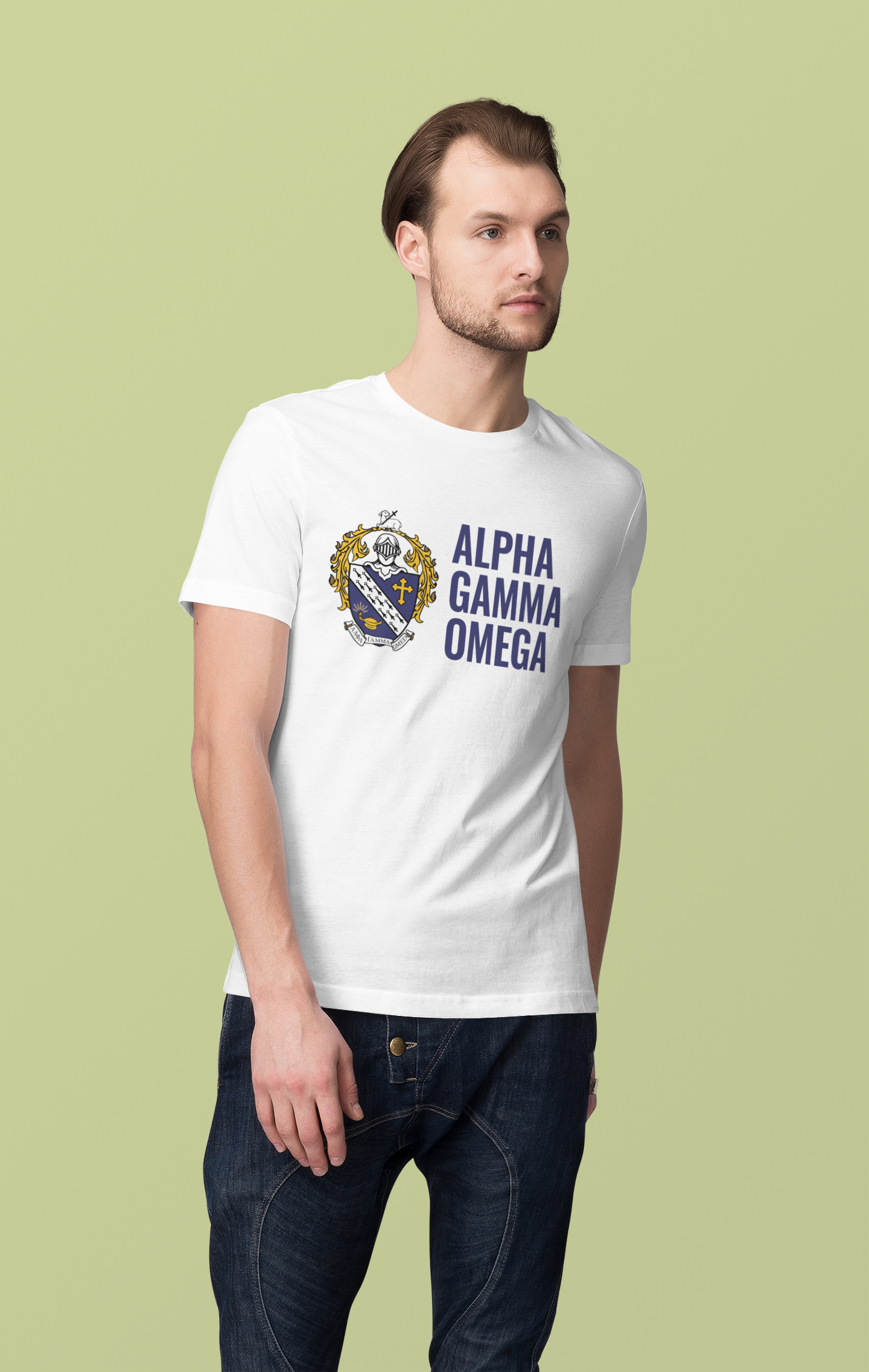 Alpha Gamma Omega Fraternity T-Shirt | Christian Fraternity Apparel | AGO Crest Shirt | Faith Based Greek Life Shirt | Alpha Gamma Omega Gift